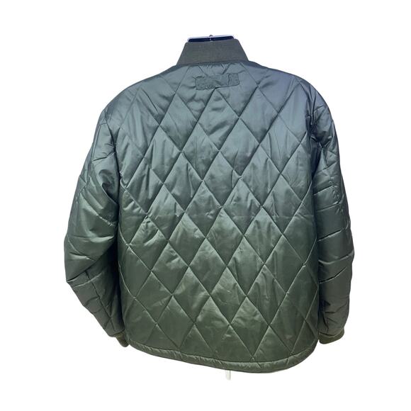 Orvis Quilted Outdoor Bomber Jacket Snaps Bungee Hem Mens Size L Green-Excellent - Picture 5 of 13
